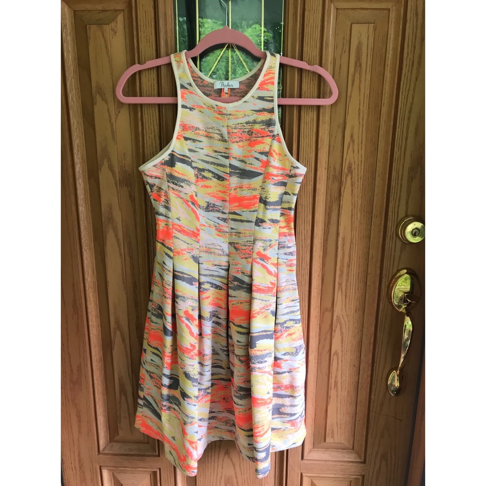 Parker marble printed fit and flare dress